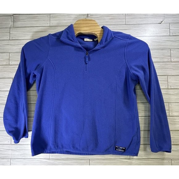 L.L.‎ Bean Women's Polyester Blue Micro Fleece 1/4 Zip Size Large Long Sleeve - Picture 2 of 9